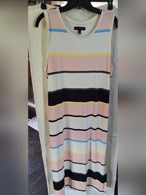 Banana Republic Striped Sleeveless Dress XL Multicolor Shift Casual Maxi